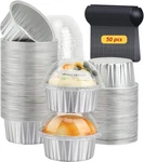 Cupcake Liners With Dome Lids 50 Pack,free-air 5OZ Aluminum Foil Baking Cups New. Price: $23.13.
