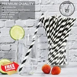 Chunspak 7.75'' Black White Striped Paper Drinking Straws Bulk 1000 Pcs New. Price: $56.99.