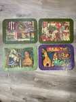 Set Of 4 Wood Placemats Unique Paper Mache Art Deco Used. Price: $24.29.