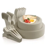 250PCS Disposable Paper Plates Set With Cutlery, Compostable Biodegradable Ec... New. Price: $46.91.