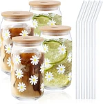 Gerrii 4 Pcs Tumbler Glass Cups With Bamboo Lids And Clear, White, Yellow New. Price: $31.75.