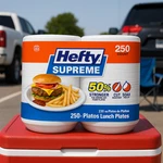 Hefty Supreme Foam Disposable Lunch Plates, 7/8", 250 Ct. New. Price: $45.00.