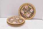 Set 4 Oriental Chinese Melamine Porcelain Dessert Salad Plates Gold Floral 7" Used. Price: $40.00.