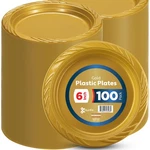 Munfix 6 Gold Plastic Plates 100 Bulk Pack - Disposable Inch, New. Price: $21.46.