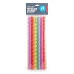 Kikkerland Rainbow Clear Swirl Reusable 11" Plastic Straws - Set Of 24 New. Price: $10.79.
