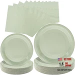 ,100 PCS-50 Sage Green Paper Dessert PLATES+50 New. Price: $20.79.