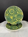Set Of 3 Room Creative Green Paisley Appetizer Dessert Salad Fruit Plates 6 Used. Price: $12.00.