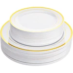 Aya's 60 Pack Heavy Duty Plastic Plates With Gold Rim - 30 Each Of 10" Dinner... New. Price: $32.24.