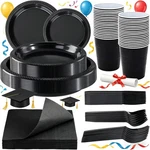 Wellife Black Plastic Plates For 30 Guests - Disposable 210PCS, New. Price: $37.17.