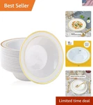 50PCS Plastic With Gold RIM-12OZ Disposable Soup Bowls, Christmas Thank... New. Price: $33.59.