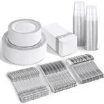 Disposable Black Gold Plastic Dinnerware Set Plates Forks Spoons Cups Parties Us New. Price: $69.62.