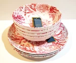 Lillian August Dinnerware 4 Plates 11" Bowls 8" Melamine Seaweed Pink Coral New. Price: $49.95.
