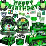 Yingoto 208 Pcs Video Game Birthday Decorations Tableware Set With Green New. Price: $28.74.