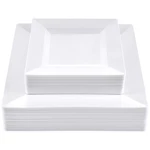 Setup 60-PIECE White Square Plastic Dinnerware Count, Plates New. Price: $35.99.