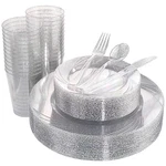 Festive Silver Glitter Party Supplies - 150PCS Disposable New. Price: $67.99.
