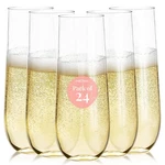 Prestee 24-PACK Stemless Plastic Champagne Flutes Count (pack Of 1), Clear New. Price: $52.86.