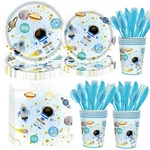 Blue Galaxy Space Disposable Plates Napkins Cups Outer Theme Party Tablewa New. Price: $24.69.
