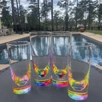 Merritt 14 Oz. & 10 Teardrop Acrylic Tall Tumbler Rainbow Cups Used. Price: $29.00.