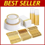 Disposable Gold Plates & Cutlery Set - 50 Guests New. Price: $89.92.