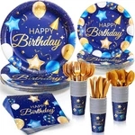 25 Pcs Navy Blue Gold Birthday Tableware Set Paper Plates Napkins Cups New. Price: $43.73.