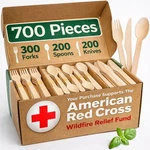 700 Pcs Wooden Cutlery Set - 100% Compostable Silverware (300 Forks, 200 Spoo... New. Price: $43.91.