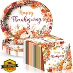Dereinwo 50 Thanksgiving Oval Paper Plates Napkins Disposable 12"X10" New. Price: $27.99.