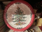 Cb Gibson Spode Christmas Tree Red & White Dinner Paper Plates S/16 New. Price: $15.00.
