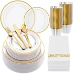 Focusline 350 Count Clear Dinnerware Set For Guests- Plastic Plates ... New. Price: $63.55.