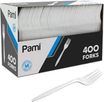 Pami Medium-weight Disposable Plastic Forks 400-PACK Bulk White New. Price: $20.86.