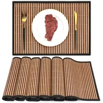 Bamboo Placemats Set Of 6 Table With Fabric BORDER18'' X 12'' Wo New. Price: $32.56.