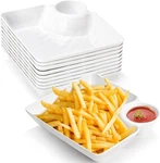 10PCS White Divided Snack Plate Plastic Platter Set With Sauce Dipping New. Price: $14.84.