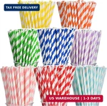 Alink 200-PACK Biodegradable Paper Straws, Assorted Rainbow Striped Smoothie New. Price: $14.61.