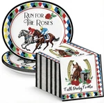 50PCS Derby Day Large 12" X 10" Oval Paper Plates And Napkins Disposable Heavy New. Price: $26.77.