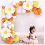 Katchon Daisy Flower And Latex Balloon Arch, Pink; Groovy Retro Kit New. Price: $14.99.