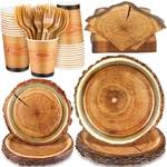 Durony 144-PCS Wood Grain Camping Dinnerware Set Rustic Party Plates Cups Napkin New. Price: $52.31.