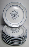 7 Covington Edition Avondale Salad Plates 5/8" Blue Bands Scalloped Rim Unspecified. Price: $48.00.