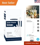 Disposable Plastic Drinking Straws, 10.25" GIANT/300 Count, Individually Wrap... New. Price: $28.52.