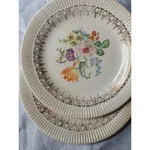 Salem China Victory Dinner Plates Cream Floral 23K Gold Trim Vintage Set Of Used. Price: $8.99.