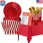 Jubi 211PCS Shiny Red Plates And Napkins Party Supplies For 30 Guests - New. Price: $33.06.