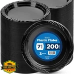 Munfix 200 Black 7IN Plastic Dessert Salad Plates Disposable Bulk New. Price: $34.99.