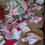 New S/4 Pottery Barn Watercolor Heart Cloth Dinner Napkin Valentine Love Xo. Price: $129.00.