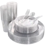 150PCS Silver Plastic Plates Disposable - Winter Wonderland Party Decorations... New. Price: $57.73.