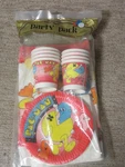 Pac-man Party Pack Reed 1982 Napkins, Cups, Plates Tablecloth Vintage Sealed New. Price: $100.00.
