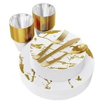 180PCS Disposable Dinnerware Set 30 Guest, 60 And White&gold New. Price: $39.79.