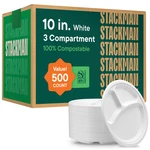 Stack Man 100 Compostable Paper Plates Inch Bulk 500 Count Heavy-duty Dinner New. Price: $94.99.
