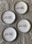 New Nicole Miller Live Laugh Porcelain Appetizer/dessert Plates White Gold 6 Bb. Price: $11.21.