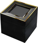 Bucla 100PCS Black Square Plastic Plates With Gold Rim - 6 Inch Disposable Cake New. Price: $51.99.