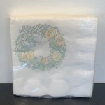 Vintage Hallmark Beverage Napkins Roses Bells Wreath Unopened 16 Count Usa Made New. Price: $9.99.