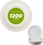 Bulk 9" Uncoated Disposable Paper Plates - 1,200 Count Case, White New. Price: $129.99.
