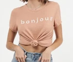 Paper Heart Top Womens Size 8 Pink Bonjour Tee Bead Embellished Round Neck Vgc Pre-owned. Price: $14.82.